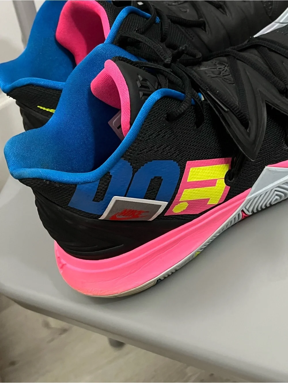 Nike Black Sneakers with Pink, Blue & Neon Yellow Accents